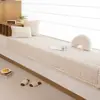 Minimalista nórdico outono e inverno pelúcia cor sólida listrado espessado flanela antiderrapante não grudento pelo almofada de janela de sacada e capa de sofá de janela de sacada