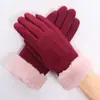 Produção de luvas femininas de ciclismo e motocicleta, quentes, de cashmere espesso, personalizadas, versão coreana fofa para estudantes, com tela sensível ao toque