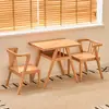 Mesa de Chá Móvel Sala de Estar Pequena Mesa de Jantar Mesa de Centro de Madeira Maciça Mesa de Cerimônia do Chá Apartamento Pequeno Uso Doméstico Cadeira de Rattan Trançado Combinação Conjunto de Três Peças