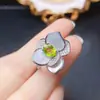 Atacado de Fábrica Popular Anel de Peridoto Natural Prata S925 Inlaid com Pedra Principal 5*7 Joias de Luxo Venda Direta da Fábrica