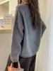Outono Inverno 2026 Nova Malha de Lã Feminina Gola Redonda Crochê Camada Base Suéter Solto Preguiçoso Camada Interna Top