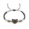 Libro Rojo mismo estilo lindo brazalete de gatito negro para hombres y mujeres pareja cuerda trenzada diseño nicho regalo para novias