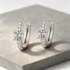 2026 Nuevo Modelo Pendientes de Plata S925 con Circonita Moda Lujo Ligero Personalidad Simple Pinzas para Orejas Pendientes de Aro para Mujeres