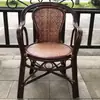 Silla de Ratán Natural para una Persona, Silla de Balcón con Respaldo, Tejido de Ratán Real, Silla de Ocio para Personas Mayores, Silla con Asiento de Ratán para Uso Doméstico, Silla de Oficina
