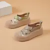 Sandalias de Verano Nuevo Estilo para Mujer con Suela Gruesa, Aumentadoras de Altura, Huecas, Transpirables, de Velcro, Calzado Casual de Moda Tendencia para Mujer al por Mayor