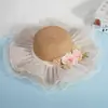 Sombrero de Paja Estilo Francés Ondulado para el Sol para Mujeres al Aire Libre en Verano, de Alta Gama, Ala Ancha, Lazo de Encaje, Protección Solar