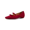Dopamine Bow Suede de Cordeiro Aumento Interno Mary Jane 2026 Outono Salto Médio Bico Quadrado Couro Genuíno Sapatos de Salto Único Feminino