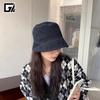 Sombrero de Pescador de Algodón Puro para Mujer, Sombrero de Cubo Versátil Estilo Coreano para Primavera y Otoño, Sombrero Liso Casual para Salir, Protección Solar y Sombreado
