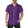 Camisa Masculina Transfronteiriça Havaiana Sexy Estampa de Leopardo Vermelho Roupas Masculinas Casual Retro Verão Praia Estilo de Rua