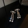 Pendientes Coreanos Dongdaemun Moda Nuevo Estilo Borla Perla Incrustada Diamante Lazo Pendientes Dulces y Exquisitos para Mujer