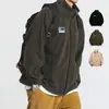 Chaqueta de estudiante con cuello alto de forro polar para pareja, abrigo casual de lana de cordero, chaqueta estilo japonés, sudadera de forro polar para hombre, otoño e invierno