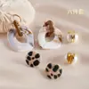 Set de Seis Piezas de Pendientes Redondos y Cuadrados de Acrílico, Imitación de Cuero y Perla Artificial Europeos y Americanos, Pendientes Retro Bohemios de Nicho para Mujer