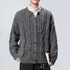 Cárdigan de Punto Trenzado Estilo Old Money Otoño/Invierno 2026 para Hombre, Moda Casual Sencilla Chic Perezoso Prendas de Punto Ropa de Abrigo