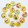 Botão de Madeira Pintado Estampado diy 15mm Botão de Desenho Animado Infantil Botão Emoji Expressão Bolsa Botão Emoji Sorridente