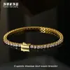 Pulsera de Cadena de Tenis Acero Inoxidable Totalmente Incrustada con Circonia Diamantada, Conserva el Color, Brillo Total de Diamante, Fila de Diamantes, Joyería de Lujo Ligero de Acero de Titanio para Hombres y Mujeres