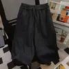 Calça Cropped Esportiva Casual Simples Estilo Americano Cintura Alta com Cordão para Homens e Mulheres, Versão Coreana de Verão Solta Versátil de Perna Reta Tendência