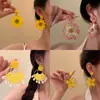 Vacaciones en la Costa ~ Pendientes de Girasol con Viento de Vacaciones para Mujer Primavera y Verano Nuevos Únicos Exagerados Joyería para Orejas para Fotos de Viaje