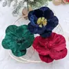 Terciopelo Polvo Dorado Flor de Navidad Magnolia de Cinco Pétalos Flor Artificial Adorno para Árbol de Navidad Accesorios de Decoración Navideña Transfronterizo