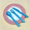 Set Portátil de Cuchillo, Tenedor y Cuchara Tres Piezas con Tapa abatible, Juego de Cubiertos de Plástico Ligero con Estuche para Viajes y Uso en Casa