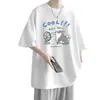 Camiseta de Verano de Manga Corta y Media Talla Grande Top Estudiante Marca de Moda Nuevo Holgado Combinable Casual para Hombre
