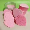 Esponja para lavar la cara de pulpa de madera comprimida con forma de corazón, esponja engrosada para lavar la cara, algodón para lavar la cara, desmaquillante, lavado facial, limpieza profunda, exfoliante