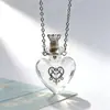 Collar con Colgante de Botella de Aceite Esencial de Vidrio Transparente en Forma de Corazón, Colgante de Botella de Fragancia, Collar Sencillo de Acero de Titanio, Regalo para Amigos y Parejas