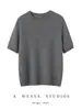 Top de punto para mujer, color liso, manga corta, cuello redondo, de cachemira y seda, corte holgado, adecuado para ir al trabajo, con mangas tres cuartos