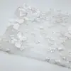 Tecido bordado em malha tridimensional floral feito à mão, tecido bordado para vestido Hanfu, cheongsam em várias cores