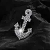 Nuevo y Elegante Broche de Ancla Incrustado de Diamantes para Hombres, Ramillete Versátil, Accesorios con Forma de Ancla Estilo Coreano