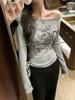Playera Sexy Estilo Deseo Puro de Manga Larga para Mujer Invierno 2024 Nueva Ajustada Adelgazante con Estampado de Letras Top Básico