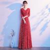 Traje de apresentação de coro grande, vestido longo feminino, adulto, regência, performance, estudante, recitação, vestido, novo, vermelho, traje de competição de música