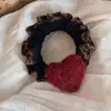 Diadema de Encaje con Estampado de Leopardo y Corazón para Mujer, Cuerda para el Cabello de Fieltro de Lana de Alta Gama, Banda Elástica de Alta Elasticidad, Accesorio para el Cabello para Mujer