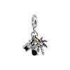 Joyería de Plata Vintage Cuentas de Agujero Grande AMOR Sol Corazón Flor de Cerezo Rosa Torre Eiffel Colgante Accesorios para Pulsera DIY