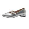 Sapatos Mary Jane Femininos 2025 Início da Primavera Novas Pérolas Fivela de uma palavra Elegante Vestido Pontudo Boca Rasa Sapatos de Camada Única para Mulheres