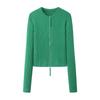 Tricô Hot Girl Estilo Coreano Gola Redonda Elegante Outono Inicial Novo Simples Versátil Zíper Duplo Body de Tricô Justo para Mulheres