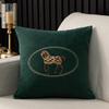 Almohada Cuadrada Bordada de Terciopelo de Nieve para Sala de Estar Sofá de Caoba Cojín Bordado Almohada Lumbar Grande de 55cm