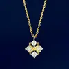 Joia Estilo Coreano Banhada a Ouro 18K Colar Cruz Quatro Diamantes X Feminino Compacto Pingente Cruz Diamante Seiko Corrente da Clavícula