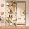 Perchero de Madera Maciza con Espejo de Vestir Integrado, Estante de Almacenamiento para Montar en Puerta, Espejo de Cuerpo Entero Deslizante para Montar en Pared para Recibidor