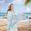 Bufanda de Seda Fina Estilo Étnico Nuevo de Verano con Protección Solar para Exteriores, Viajes, Fotografía en la Costa, Chal Multifuncional, Toalla de Playa