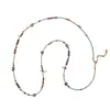 Cadena Larga para Suéter con Colgante de Nudo de Cuerda Tejida Hecho a Mano de Diseño Vintage, Piedra Natural y Borla, Collar con Flor, con un Toque de Lujo para Mujer