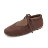 Wish Supply Sapatos Rasos Casuais Femininos de Camurça Planos para a Primavera Tamanho 40-48 Tamanho Grande com Cadarço