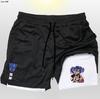 Shorts esportivos de camada dupla do Ceifador de Anime, masculino, basquete, treinamento, forrado, respirável, corrida, fitness, secagem rápida, calças falsas de duas peças