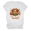 Amazon eBay site independente moda casual Ação de Graças feminina "grata" pavão folha de bordo gola redonda camiseta