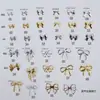 Celebridade da Internet Nova Joia de Arte para Unhas Mini Laço de Metal Ouro K Branco e Prata Gravata Borboleta Estereoscópica Rebite Fino Decoração de Unhas