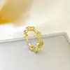 Anillo Ladrillo de Diseño Nicho de Alta Gama Lujo Accesible para Mujer Moda Europea y Americana Creativo Zirconia Chapado en Oro Anillo Abierto Ajustable