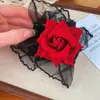 Estilo Gótico Oscuro Pulsera de Encaje con Rosa Roja Dulce Fresca Sexy Cubierta de Muñeca Personalizada Accesorios de Mano para Vestido Lolita