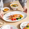 Cuencos y Platos de Arroz de Cerámica para Uso Doméstico, Color Bajo Esmalte de Alta Gama, Nuevo Estilo Chino Vajilla de Porcelana de Hueso para Fideos, Platos de Pescado, Juego de Vajilla