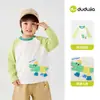 [Compre 2 Itens, Ganhe 5 Yuan de Desconto] Camiseta Infantil Dudu, Blusa de Manga Longa Cartoon Outono para Meninos, Roupa de Outono para Meninas, Camada Base