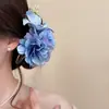 Horquilla de Flor de Tela Azul Estilo Pastoral Francés, Pinza de Pato Dulce de Nicho a la Moda, Accesorio para el Cabello con Ambiente Festivo