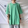 Verano Pequeño Fresco Color Sólido Manga Media Camiseta de Manga Corta para Hombre Suelta Cuello Redondo Camiseta Básica Top de Manga Media para Pareja Trendy